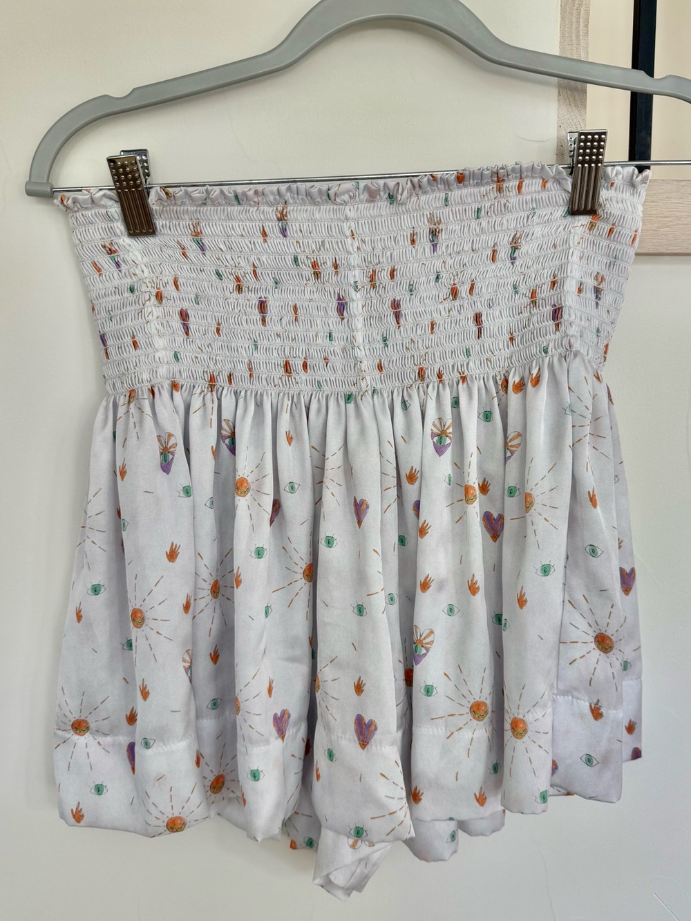 Koch White Floral Smocked Mini Skort